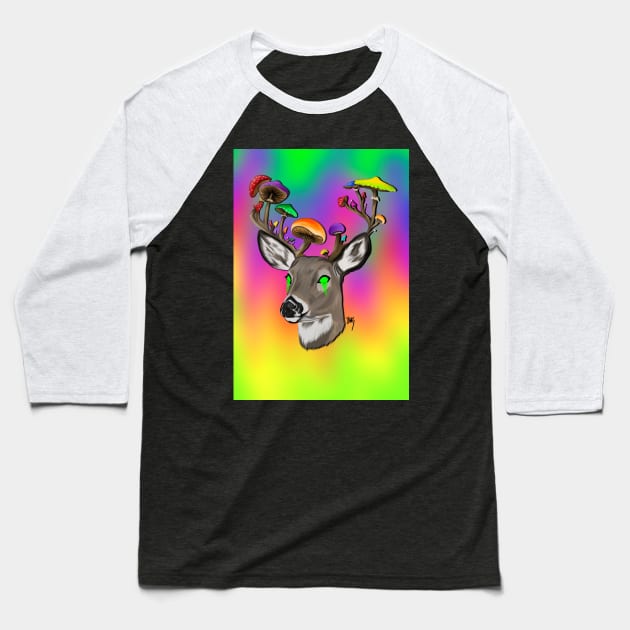 Trippy Deer color Baseball T-Shirt by KayyArkham